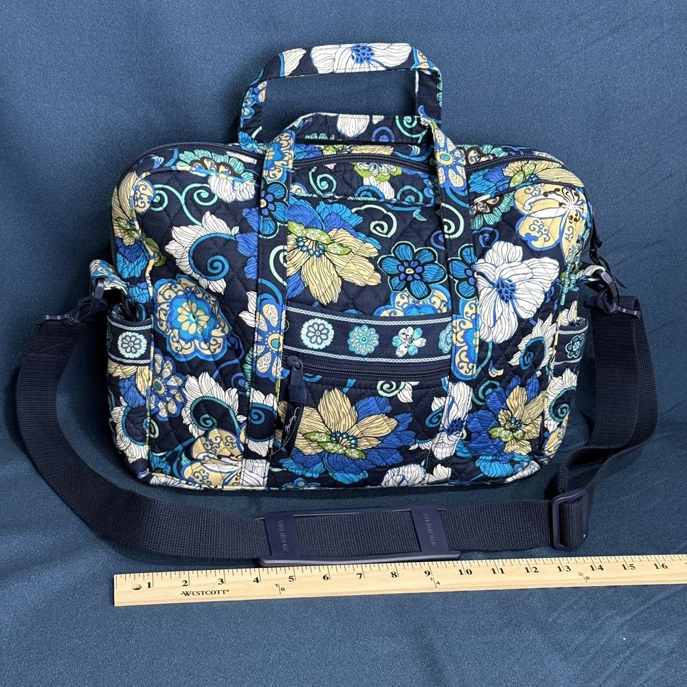 Vera Bradley Mod Floral Blue Weekender Tote Carry On Overnight Travel Bag USA